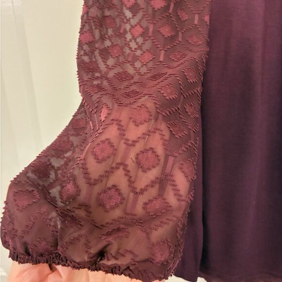 ANTHROPOLOGIE ONE SEPTEMBER Embroidered Tunic Blouse Maroon Women’s Size Medium - Picture 5 of 8